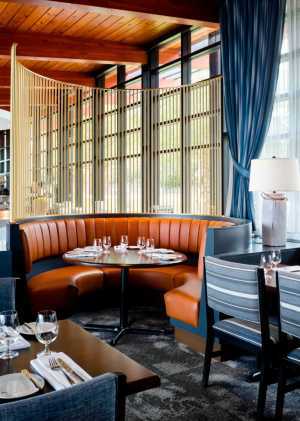 Spencer's at the Waterfront | A banquette inside the dining room at Spencer's