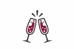 Ontario Wine Awards | A drawing of two glasses of wine cheersing Ontario Wine Awards | A drawing of two glasses of wine cheersing