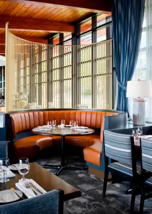 Spencer's at the Waterfront | A banquette inside the dining room at Spencer's