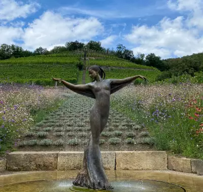Saxony, Germany | A bronze statue at Weingut Klaus Zimmerling