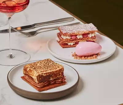 Desserts and wine at Henry's restaurant Toronto