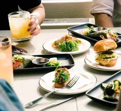 A spread of dishes at the Drake Cafe