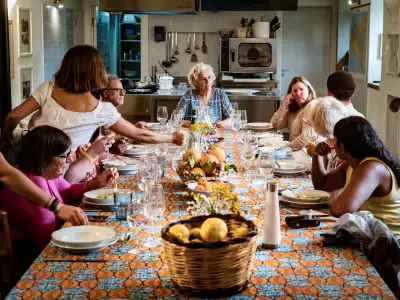 Anna Tasca Lanza Cooking School, Sicily | Guests at the school gather around a communal table to eat