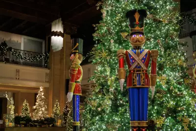 Nutcrackers and the grand lobby tree inside the Fairmont Royal York Nutcrackers and the grand lobby tree inside the Fairmont Royal York