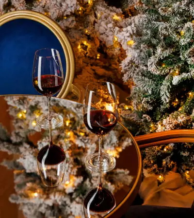 Glasses of wine at CLOCKWORK Holiday Edition inside the Fairmont Royal York Glasses of wine at CLOCKWORK Holiday Edition inside the Fairmont Royal York