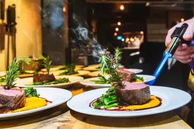 Canada Beef | A beef dish is blow torched by a chef