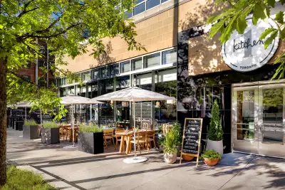 The patio outside 1 Kitchen, at 1 Hotel Toronto
