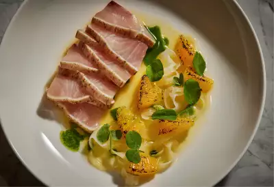 Jacobs & Co. Steakhouse | A crudo dish at the new Jacobs & Co. Steakhouse