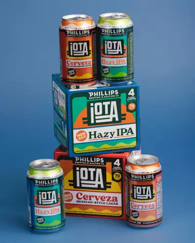 Phillips Brewing | A collection of iOTA Non-Alc beer, including Hazy IPA and Cerveza
