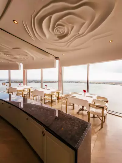 Don Alfonso's urban farm at Casa Loma | The stunning dining room at Don Alfonso with views of Lake Ontario