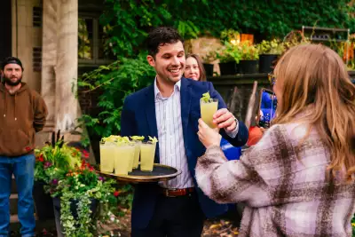 Don Alfonso's urban farm at Casa Loma | Liberty Group's bar director Jacob Martin serves mocktails at Casa Loma's urban farm