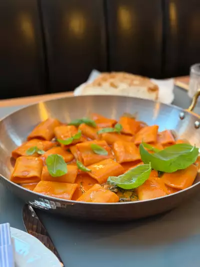 Oretta Downtown | Paccheri alla Vittorio, a pasta in tomato-butter sauce with thick noodles, is a special dish available at Oretta Downtown