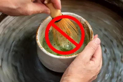 Food Trends 2026 | A picture of a hand whisking matcha with a prohibited symbol over it front
