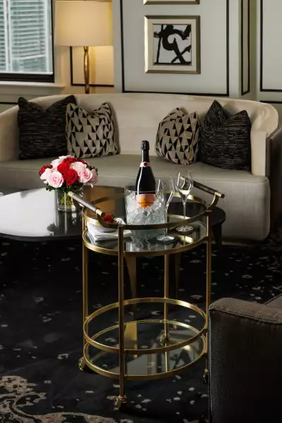 Champagne in a hotel room at Fairmont Royal York