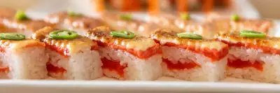 Toronto takeout and wine pairings | Aburi Salmon Oshi Sushi