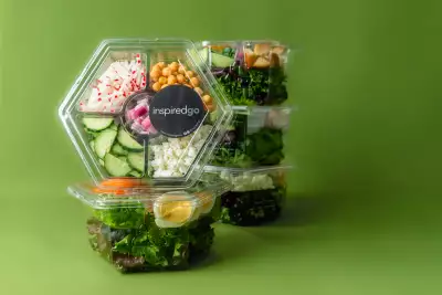 Inspired Go salads | A stack of salads from Canadian company Inspired Go