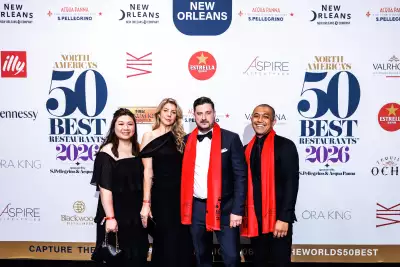 Cassie Austin, Jeremy Austin, Jeremiah Tomas, and members of The Pine team at the North America's 50 Best Restaurants awards ceremony in New Orleans. Cassie Austin, Jeremy Austin, Jeremiah Tomas, and members of The Pine team at the North America's 50 Best Restaurants awards ceremony in New Orleans.