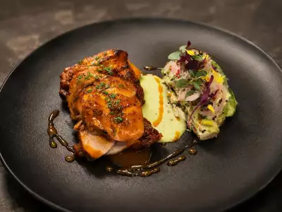 TIFF celebrity hotspots | The Director's Cut, Aji-Glazed Brasa Chicken, at TONO inside W Toronto