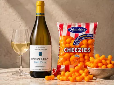 Wine and snack pairings | Cave de Lugny M&acirc;con-Lugny Saint-Pierre Chardonnay + Hawkins Cheezies