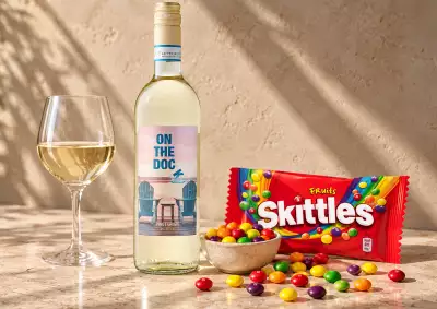 Wine and snack pairings | On The Doc.K Pinot Grigio Delle Venezie + Skittles