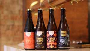 Folly Brewpub on College Street | A lineup of Folly bottles Folly Brewpub on College Street | A lineup of Folly bottles