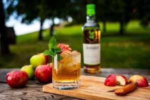 Glenfiddich Orchard Experiment |  The Apple Orchard, a Glenfiddich cocktail, sits in an apple orchard