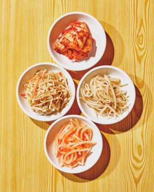 Korean Village Restaurant | Banchan, an assortment of complimentary side dishes, at Korean Village Restaurant Korean Village Restaurant | Banchan, an assortment of complimentary side dishes, at Korean Village Restaurant