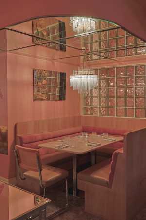 General Public | A cozy pink corner inside the dining room at General Public General Public | A cozy pink corner inside the dining room at General Public