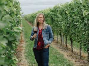 Thirty Bench wine maker Emma Garner in the vineyard Thirty Bench wine maker Emma Garner in the vineyard