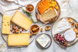 A spread of European cheeses