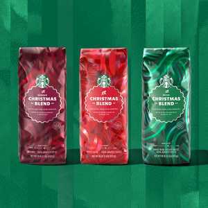 The lineup of Starbucks Christmas Blend coffees The lineup of Starbucks Christmas Blend coffees