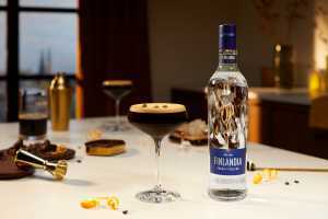 Finlandia vodka cocktails | An espresso martini and a bottle of Finlandia Vodka Finlandia vodka cocktails | An espresso martini and a bottle of Finlandia Vodka