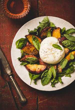 Summer wine | Grilled peach salad with burrata and fresh basil. Summer wine | Grilled peach salad with burrata and fresh basil.