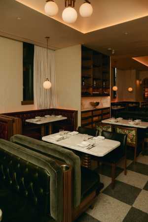 Florin Toronto | A view from behind a booth at Florin in the Financial District Florin Toronto | A view from behind a booth at Florin in the Financial District