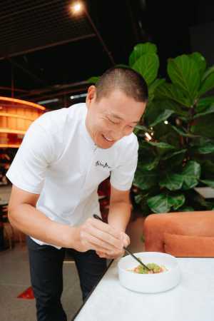 Tono by Akira Back | Chef Akira Back plates a dish at Tono by Akira Back Tono by Akira Back | Chef Akira Back plates a dish at Tono by Akira Back