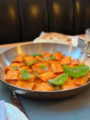 Oretta Downtown | Paccheri alla Vittorio, a pasta in tomato-butter sauce with thick noodles, is a special dish available at Oretta Downtown