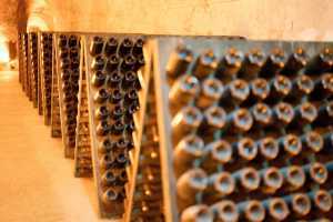Sparkling wine | Hundreds of bottles of champagne are stored ahead of riddling in a cellar Sparkling wine | Hundreds of bottles of champagne are stored ahead of riddling in a cellar