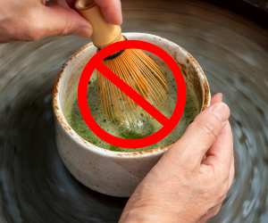 Food Trends 2026 | A picture of a hand whisking matcha with a prohibited symbol over it front