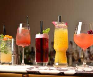 Mocktails and non-alc drink menus Toronto | A lineup of mocktails at Adrak