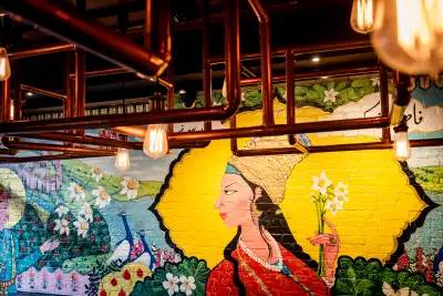 Karahi Boys' authentic Pakistani food | Farhee Chundrigar's mural at Karahi Boys