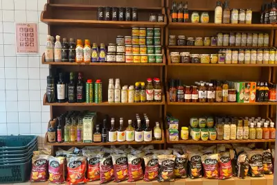 Stocked shelves at Russell's Butcher & Deli