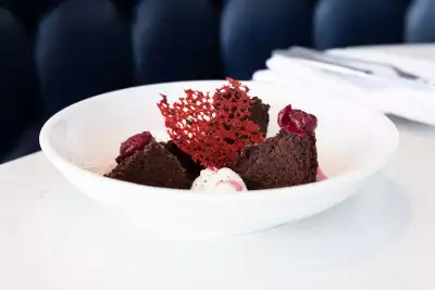 Chocolate and sour cherry dessert at 360 The Restaurant at the CN Tower