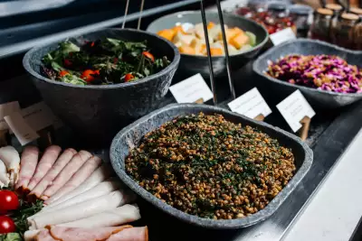 Salads inside the Aspire | Air Canada Caf&eacute; at Billy Bishop Toronto City Airport