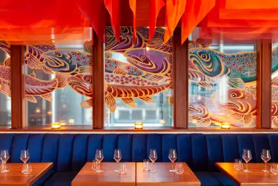 Summerlicious Toronto | Hideki Kimura's swimming koi fish mural at Minami Toronto