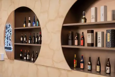 Best new Toronto restaurants | Shelves of sake inside Ju-Raku