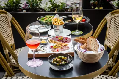 The best patios: A charcuterie board and wine on La Plume's patio on Wellington Street West