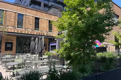 Best patios in Toronto | A view from the patio at Waterworks Food Hall