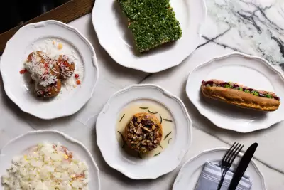 Best patios in Toronto | A spread of food from overhead at Parquet Toronto