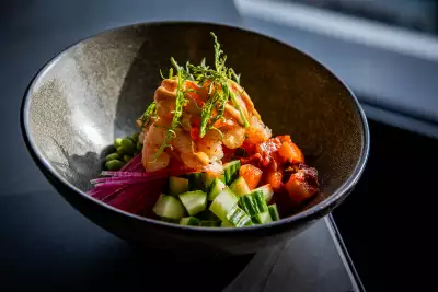 Summerlicious Toronto | The Dynamite Gulf Shrimp Poke Bowl on the menu at Aera for Summerlicious Toronto