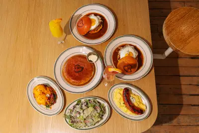 A spread of dishes at Gateau Ghost